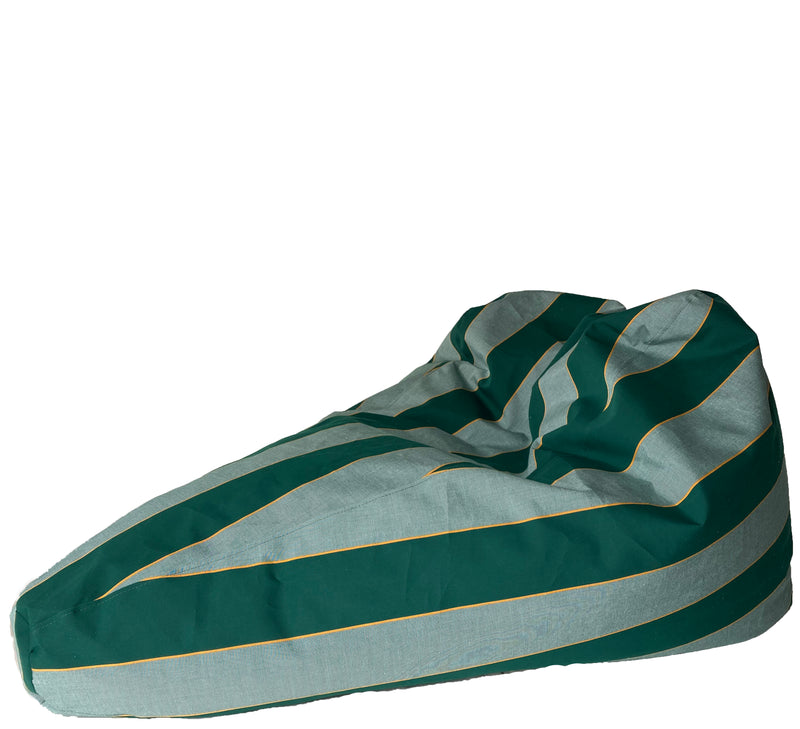 Sunbrella Outdoor Deluxe Vintage Edition Bean Bag in Bottle Green & Burnt Orange Stripe