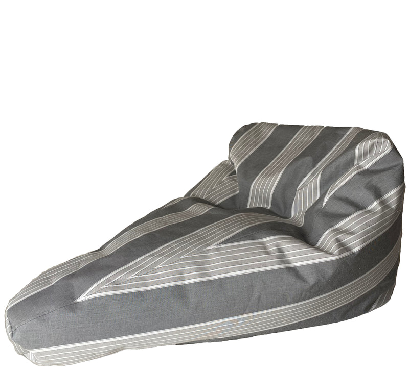 Sunbrella Outdoor Deluxe Vintage Edition Bean Bag in Light Grey and Charcoal Stripe