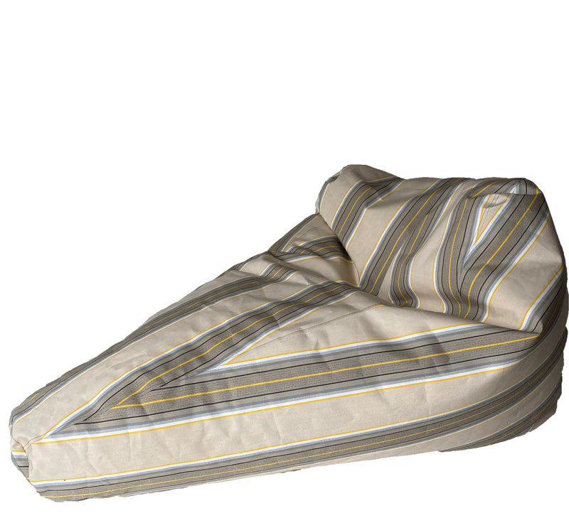 Sunbrella Outdoor Deluxe Vintage Edition Bean Bag in Yellow and Tan Stripe