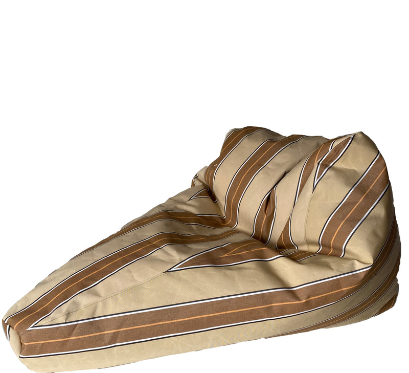 Sunbrella Outdoor Deluxe Vintage Edition Bean Bag in Orange and Tan Stripe