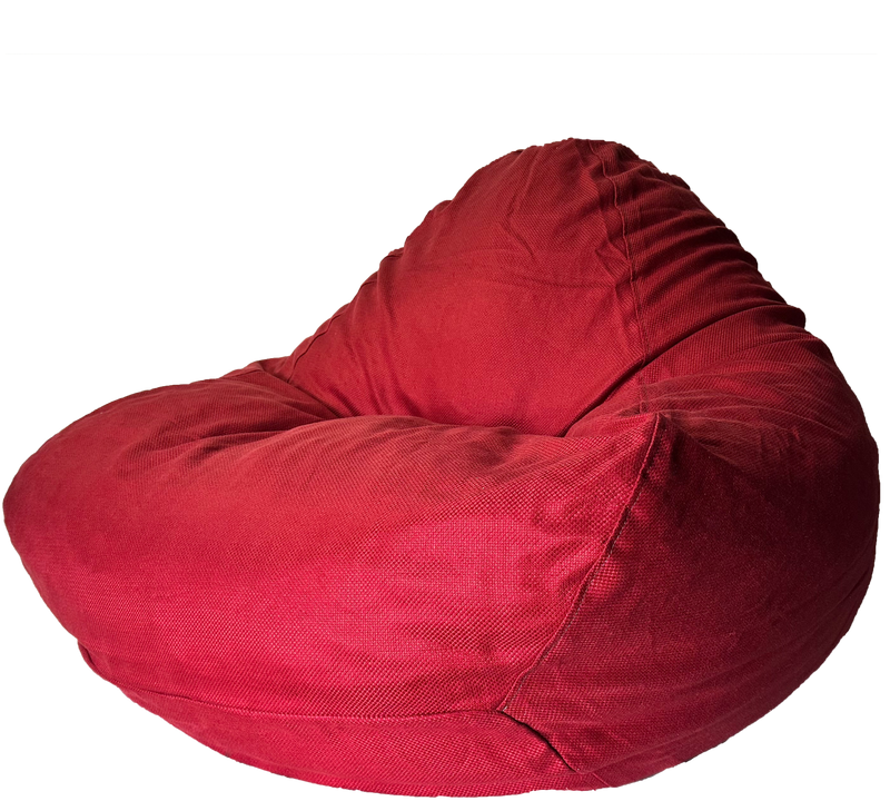Poly Linen Tweed Weave Bean Bag in Red