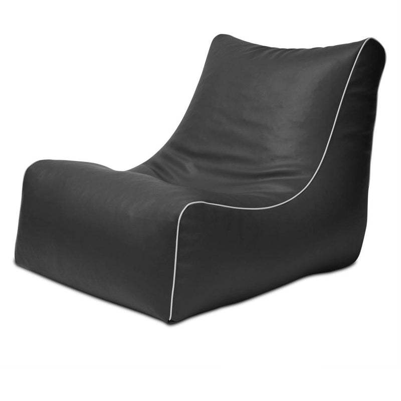 Retro L-Shape Vinyl Bean Bag in Thunder Grey