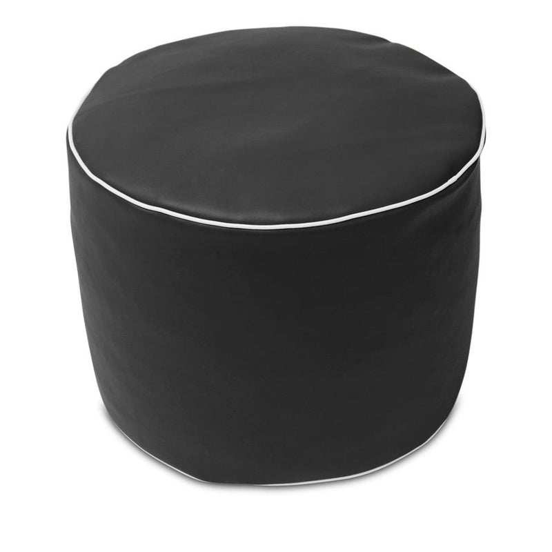 Retro Vinyl Round Ottoman in Black