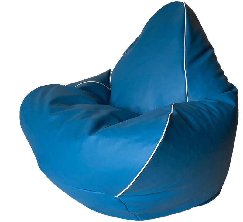 Retro Vinyl Bean Bag in Azure Blue