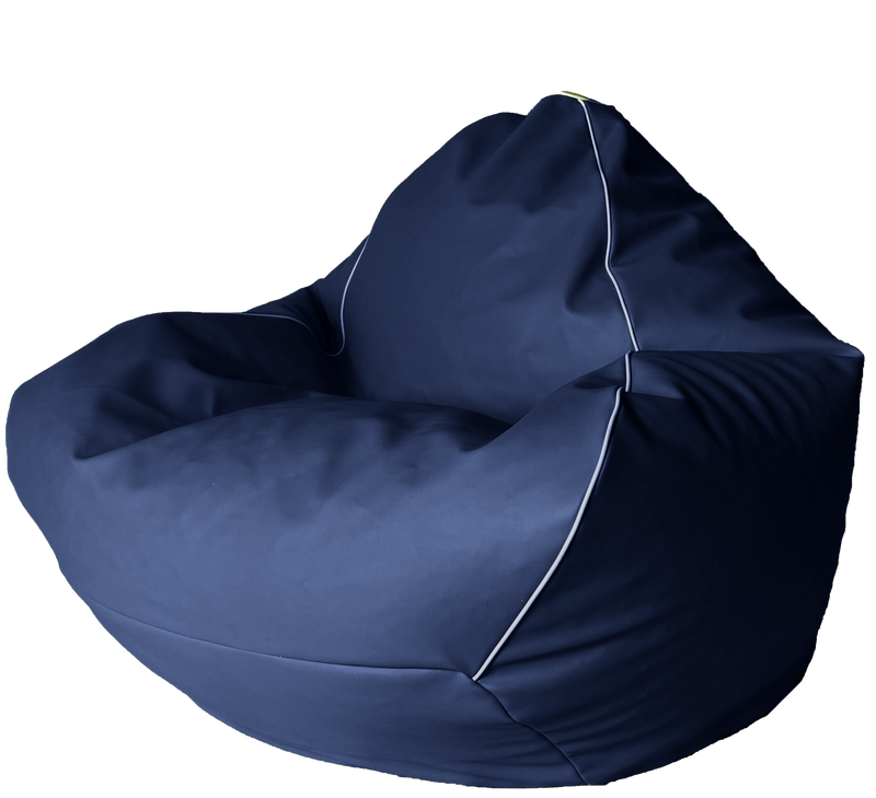 Retro Vinyl Bean Bag in Navy Blue