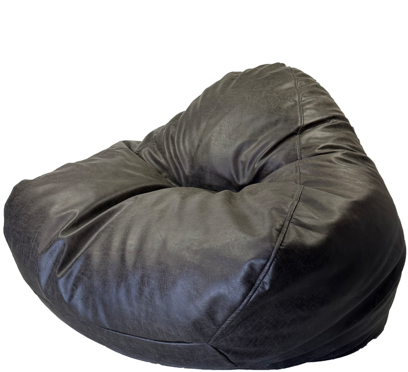 Winston Leather Look Luxury Bean Bag in Charcoal