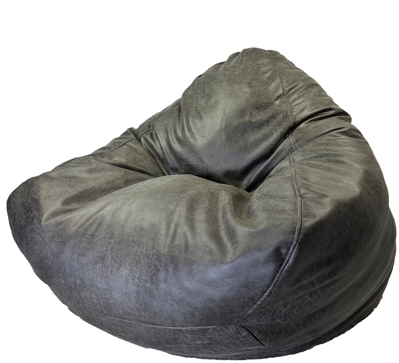 Winston Leather Look Luxury Bean Bag in Silver